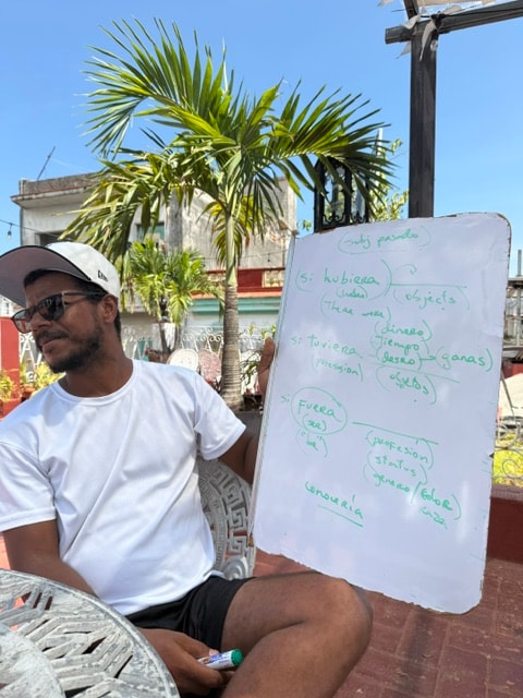 Studying Spanish with Pablito on the rooftop